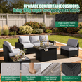 thumbnail image 2 of LazySunsets 7 Pieces Outdoor Wicker Patio Furniture Set, 8 Inch Widened Armrest Rattan Sectional Conversation Sofa with Gray Cushions & Fire Pit Table, All-Weather Backyard Garden Patio Set, 2 of 7