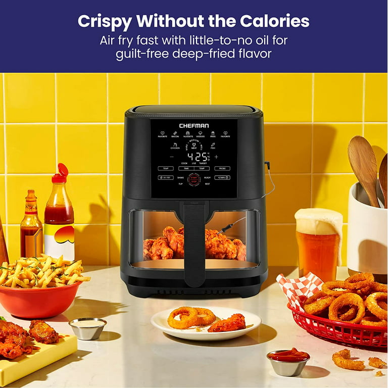 Chefman Small Compact Air Fryer Healthy Cooking, 2 Qt Nonstick, User  Friendly and Adjustable Temperature Control w/ 60 Minute Timer & Auto  Shutoff