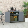 thumbnail image 3 of YYAo Garden Storage Cabinet, Outdoor Tool Shed with Galvanized Top and Two Shelves for Yard Tools or Pool Accessories, Grey, 3 of 11