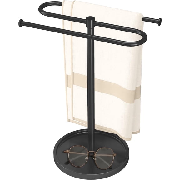Black S-Shape Countertop Towel Rack, Stainless Steel, for Bathroom Kitchen, Holds 2 Towels