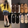thumbnail image 4 of Xfvqtps Womens Winter Velvet Lined Buckle Loafers Comfortable Flat Shoes with Mary Jane Strap for Cold Weather Khaki, 4 of 4