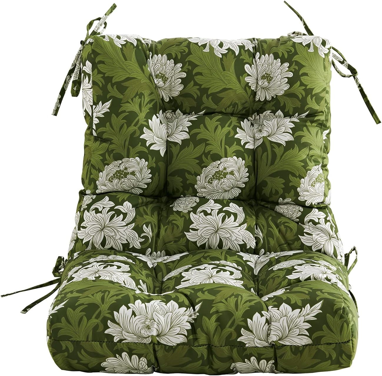 Outdoor Chair Cushions Seat & Low Back,40"x20"x4",Tufted Thick Patio Outside Wicker Chair Seat Cushion Clearance with Ties for Outdoor Furniture,1 Count,Floral