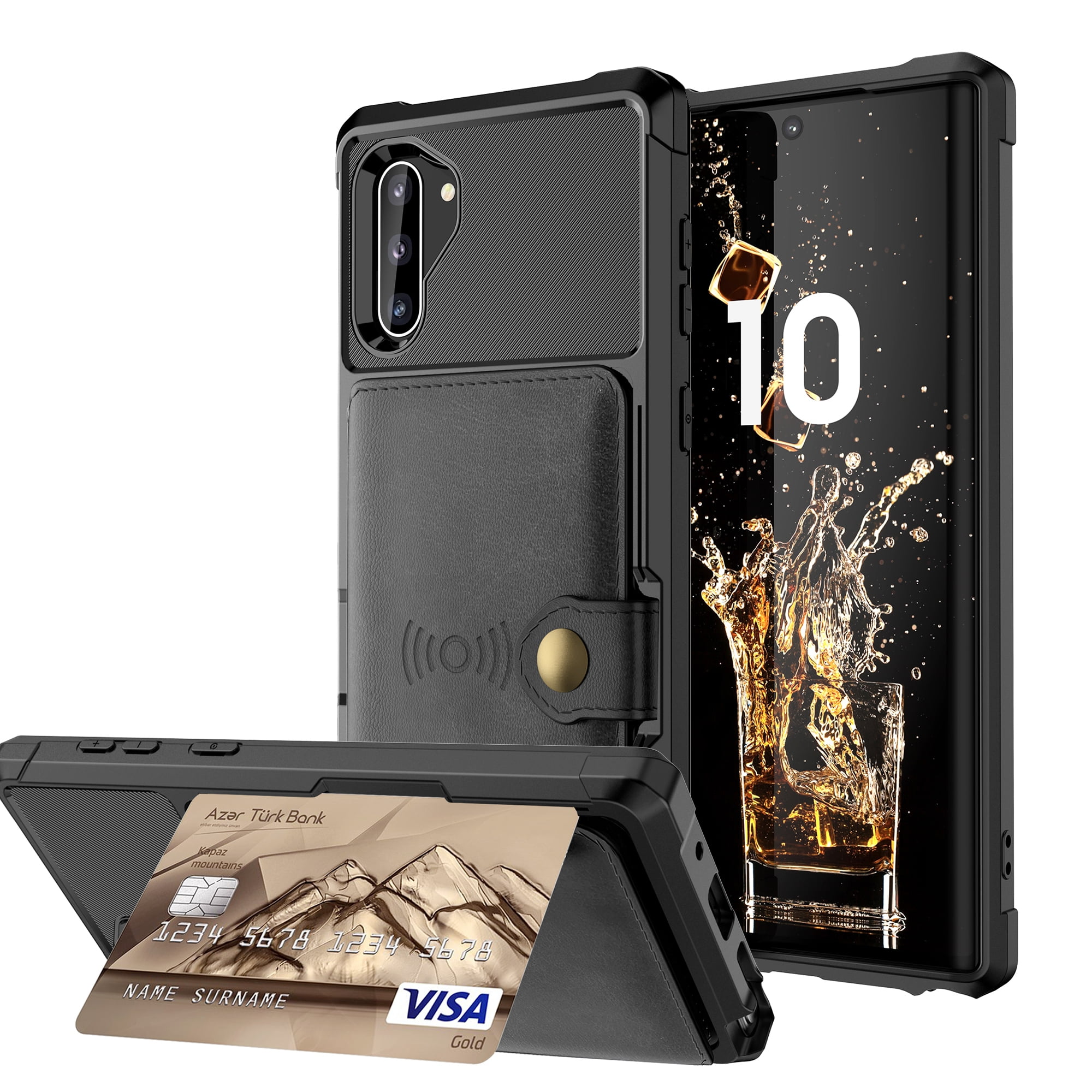 Samsung Galaxy Note 10 Wallet Case, Dteck Heavy Duty Hard Silicone