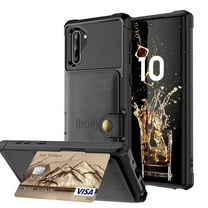 Samsung Galaxy Note 10 Wallet Case, Dteck Heavy Duty Hard Silicone Shockproof Case Flip Leather Card Holder Protective Cover For Samsung Galaxy Note 10 6.3 inch, Black