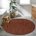 thumbnail image 4 of Dark Brown 4ft Round Rug, Farmhouse Burlap Solid Brown Color Modern Linen Texture Non-Skid Rubber Backing Large Area Rugs - Living Room Bedroom Home Office, Indoor Floor Mat Carpets Washable Rug, 4 of 9