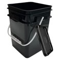 thumbnail image 2 of Huang qing shan 4 Gallon Square Food Grade Plastic Bucket with Lid, Made in USA (Pack of 2) BPA (Black), 2 of 3