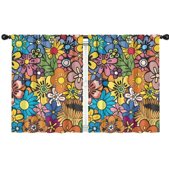 Blackout Kids Curtains,Pioneer Flower Floral Print Pattern Childrens Insulated Curtains Set Of 2,Bedroom Essentials,Toddler Room Decor 42"x54"