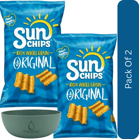 SunChips Original Flavor Whole Grain Snack Chips, 7 oz Bag With Olive Green Bowl By ValueNest
