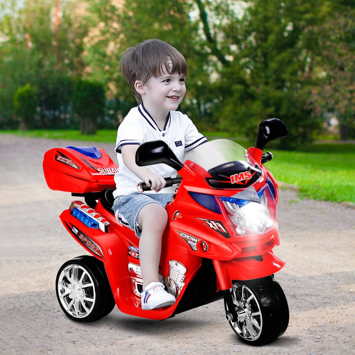 Costway Kids Ride On Motorcycle 3 Wheel 6v Battery Powered Electric Toy Power Bicycle Red
