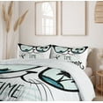 thumbnail image 6 of Ambesonne Animal Duvet Cover Sets, Hipster Cat with Palms, 2-King, Almond Green Black Teal, 6 of 7