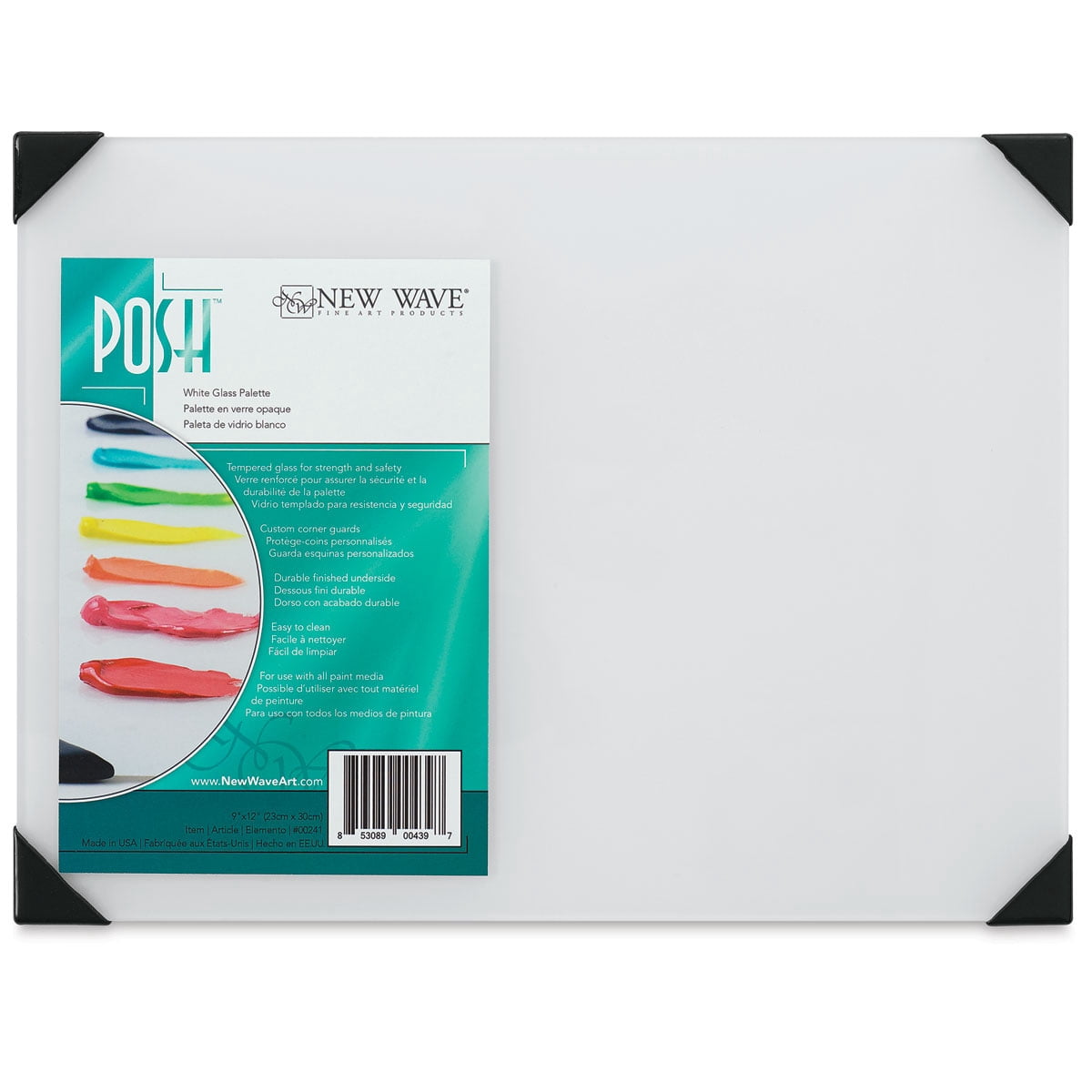 New Wave Art Posh Table Top Palette, Glass, White, 9x12 in