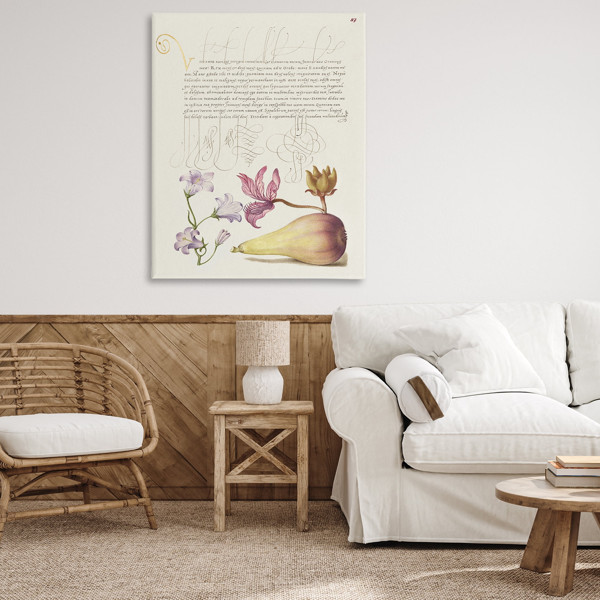 Stupell Industries Classical Cottage Plants Text & Numbers Painting Wrapped Canvas Art Print Wall Art, 36 x 48