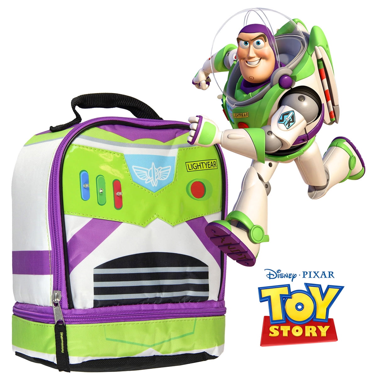 Toy Story Buzz Lightyear Lunch Box Dual Compartment Insulated Light Up Lunch Bag Tote