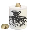 thumbnail image 1 of Octopus Piggy Bank, Animal Contemporary Design Nautical Aquatic Character Illustration, Ceramic Coin Bank Money Box for Cash Saving, 3.6" X 3.2", Charcoal Grey White, by Ambesonne, 1 of 4