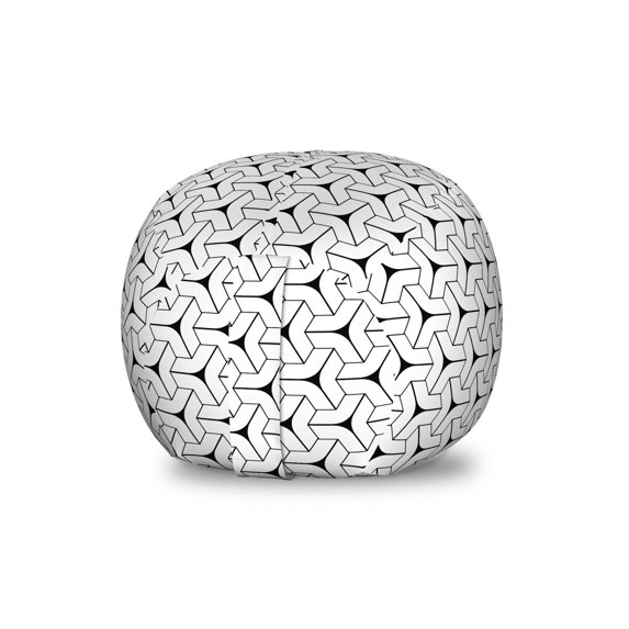 Geometrical Storage Toy Bag Chair, Abstract Monochrome Stripes Pattern Triangular Shapes Recurring Design, Stuffed Animal Organizer Washable Bag, Large Size, Charcoal Grey White, by Ambesonne