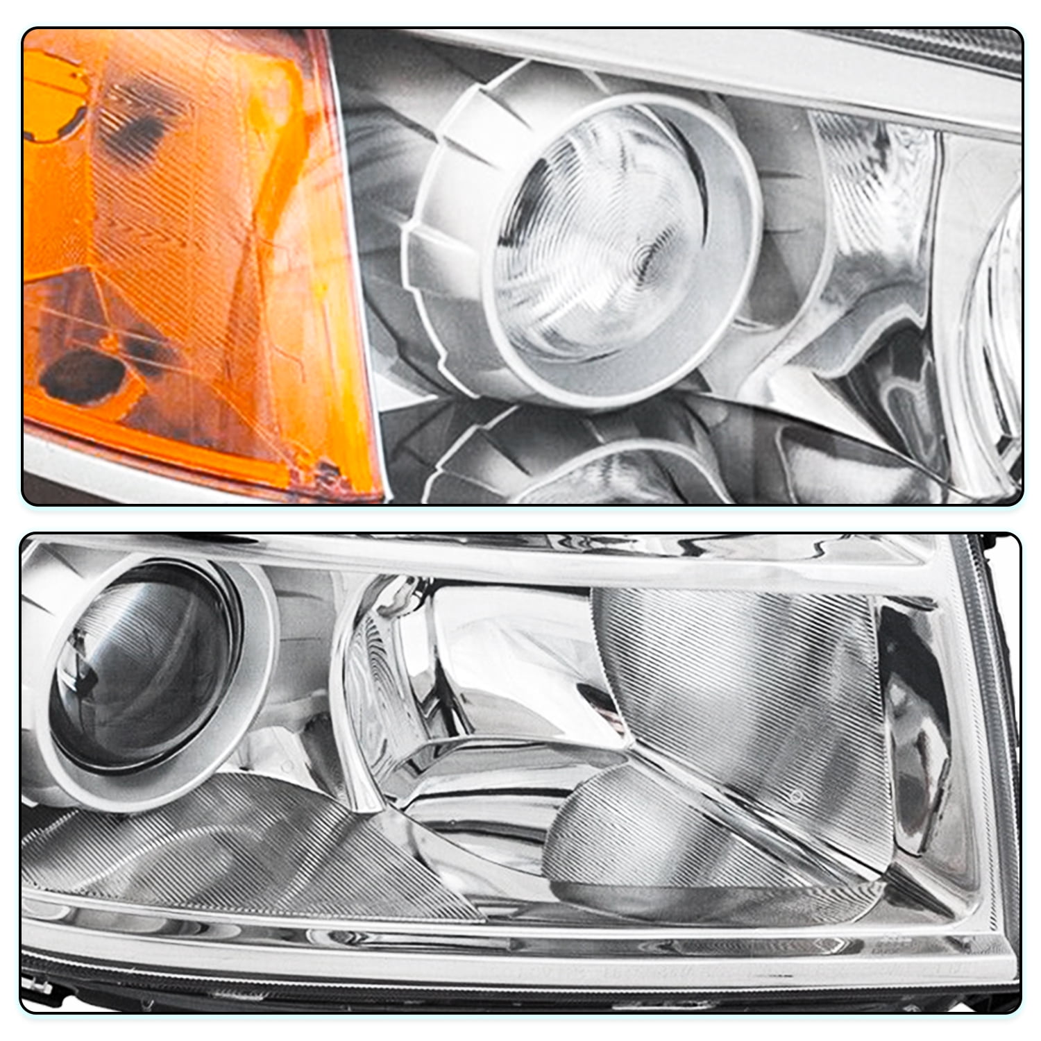 For 2006-2008 Honda Pilot Chrome Housing Amber Corner Headlights Assembly Pair
