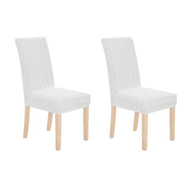 Deconovo - Funda de silla de comedor de punto jacquard, elástica, lavable y extraíble, de licra, para banquetes, juego de 2, color blanco