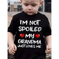 thumbnail image 1 of MILKYSHIP Boys' Casual Crew Neck Polyester T-Shirt with 'I'm Not Spoiled, My Grandma Just Loves Me' Print, Regular Fit Knit Fabric Top with Applique, Slight Stretch Alphabet Pattern Tee for Children, 1 of 7