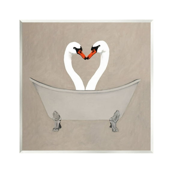 Stupell Industries Two Swans Heart Shape Bathtub Animals & Insects Painting Unframed Art Print Wall Art