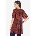 thumbnail image 2 of Roaman's Women's Plus Size Angelina Crinkle Crepe Y-Neck Short Sleeve Tunic, 2 of 5
