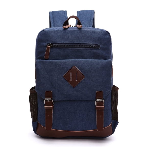Men's Laptop Backpack Wash Canvas Solid Color,Purplish Red