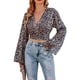 thumbnail image 5 of Txlixc Blusa de manga larga para mujeres, flor / patrón geométrico / vendaje impreso leopardo Txlixc moda, 5 of 9