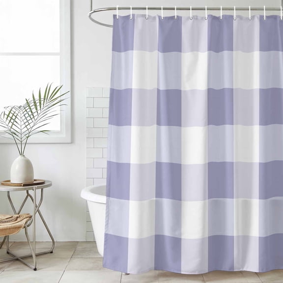 Purple Plaid Waterproof Fabric Shower Curtain,Spring Summer Farmhouse Buffalo Checkered Waterproof Fabric Shower Curtain for Bathroom Curtains Bathtubs Shower Curtains with 12 Hooks Standard 72x72