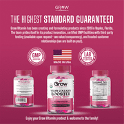 Grow Vitamin Collagen Gummies for Skin, Hair, Nails & Joints - 60 Strawberry Vegan Pectin Supplements