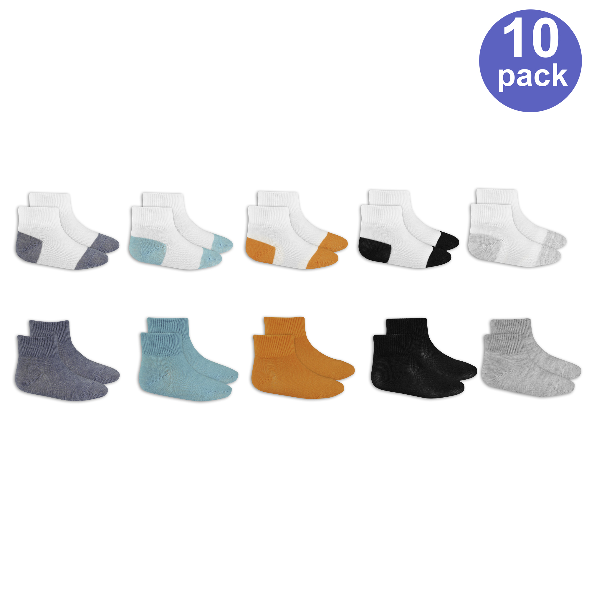 Baby Toddler Boy Everyday Ankle Socks 10 Pack