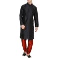 thumbnail image 1 of Royal Kurta Men's Silk Blend Solid Pyjama Set (.BLACK-DORI-42_Dori-Black_42), 1 of 1