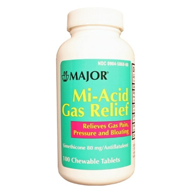 MAJOR MIACID GAS 80MG CHEW TAB SIMETHICONE80 MG White Tablets 100 Ct