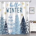 thumbnail image 6 of Christmas Shower Curtain, Winter Blue Xmas Tree Snowflake New Year Holiday Bathroom Accessories Set, Waterproof Fabric Shower Curtain for Bathroom Decor 72X72Inch, 6 of 6