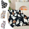 thumbnail image 7 of DAMAI Halloween Throw Blanket:Pumpkins White Ghosts and Spiderwebs on Soft Black Velvet Fleece,Warm Throw Blanket Scary Blanket Smooth Blankets Perfect for Sofa Couch Chair Fall Decor, 7 of 7