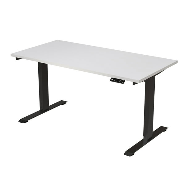 Escritorio Eléctrico de Altura Ajustable Base Negra Tablero 150x75 Blanco