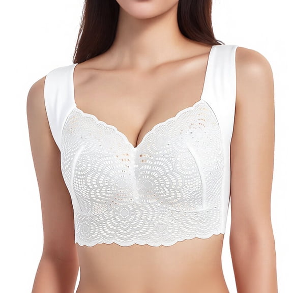 IWRICH Women's Plus Size Push up Bras Lift Stretch Seamless Longline Bra Comfort Lightweight Bralettes White XL