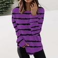 thumbnail image 2 of IROINNID Women Fashion Irregular Striped Printed Round Neck Long Sleeve Blouse Casual Tops Loose Fit Comfortable Pullover Streetwear Soft Fabric Stylish Everyday Wear(Purple,2XL), 2 of 5