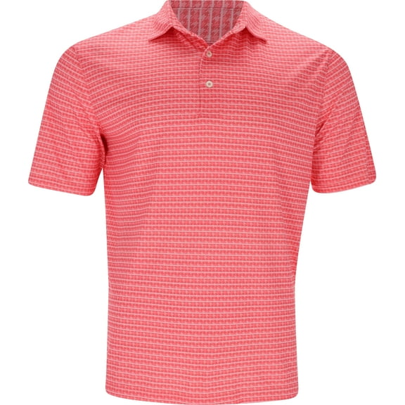 Greg Norman ML75 Recycled Microlux Houndstooth Stripe Coral Cove Shirt Men M