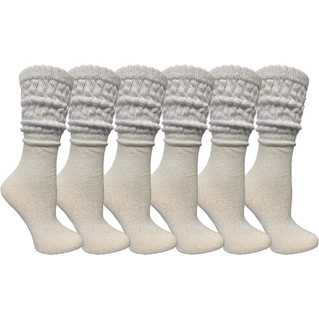 6 Pairs AmPm Womens Cotton Slouch Chunky Socks, Womens Knee High Boot Socks