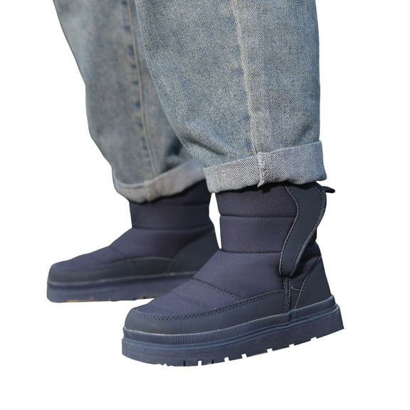Boys Kids Platform Non Slip Snow Boots Winter Warm Fleece Lined Waterproof Thick Sole Mid Calf Booties