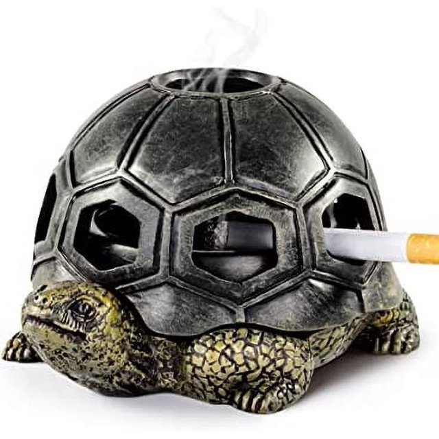 Cenicero de cigarrillos, cenicero creativo de tortuga, decoración artesanal para el patio de la oficina en casa Rojo Verde