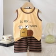 thumbnail image 2 of HCNTES Toddler Baby Girl Outfit Newborn Girl Summer Clothes Short Sleeve T Shirt Checkerboard Top Set Elastic Waist Shorts(Brown,18-24 Months), 2 of 5
