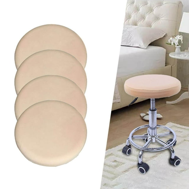 Coussin de Tabouret Rond Durable Housse de Coussin Douce Housse de Siège Remplaçable Lavable pour Chaise 12-18 Pouces beige