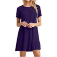thumbnail image 2 of SMihono Robe d'Été Bohème pour Femmes Grande Taille Mode Décontractée Manches Courtes Col Rond Ample Mini Robe, 2 of 7