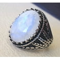 thumbnail image 5 of Rainbow Moonstone Mens Ring, Natural Blue Fire Rainbow Moonstone, Silver Jewelry, 925 Silver Ring, Birthday Gift, Heavy Mens Ring, Arabic Design, Ottoman Style Ring, Christmas, Turkey Mens Signet Ring, 5 of 6