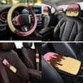 thumbnail image 4 of Pzuqiu 14 Pcs Automotive Seat Cover Accessories Ice Cream Pattern Front Back Car Seat Covers Auto Steering Wheel Center Console Cushion Pad Seat Belt Headrest Coasters Key Chain Breathable, 4 of 7