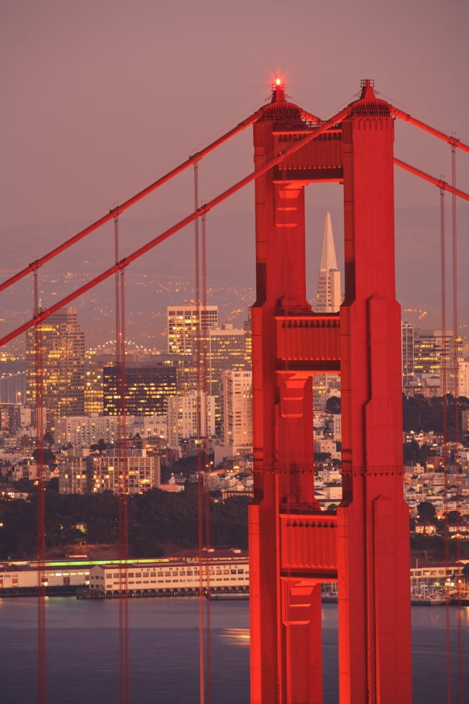 View From Golden Gate National Recreation Area Golden Gate Bridge With City Of San Francisco In The Background San Francisco California Coast United States Of America Canvas Art - Stuart Westmorland