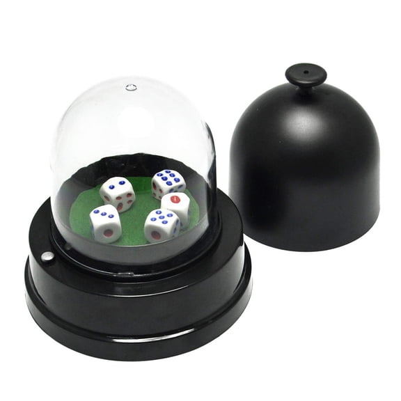 Automatic Lucky Dice Roller Cup Set with 5 Dices for Family Friends Party Games （Black，2.76 × 4.33 inch）