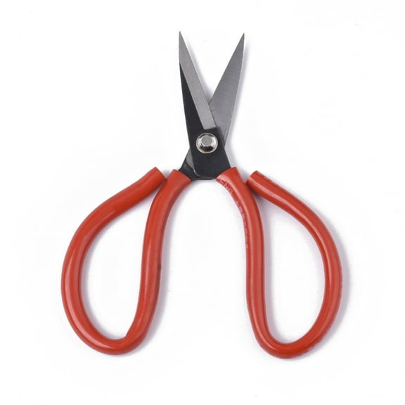 1pc 45 Steel Scissors Sewing Scissors with Plastic Handle Red 175x98x9mm