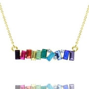 Blue Box Boutique Inc Rainbow Crystal Cluster Bar Necklace for Women, Teens |LBGTQ Pride, Gay Pride, Pride Necklace