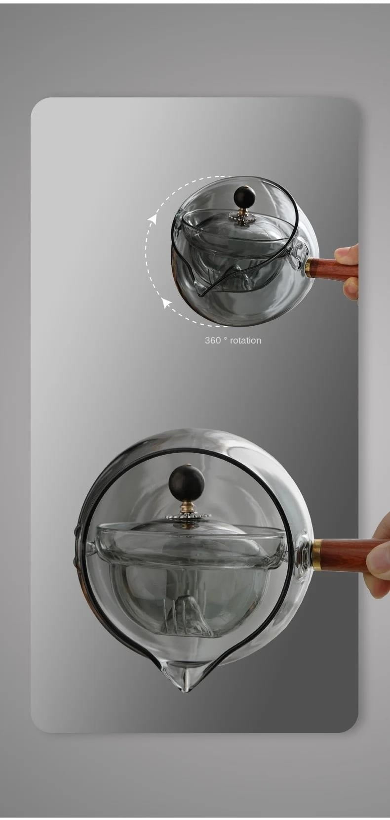 Tea Cup Set 500ML Heat-resistant Glass Teapot With Handle Teapot Electric Ceramic Oven Rotating Tea Maker High-end Chinese Coffee Set Teapots & Coffee Servers Travel Tea Set